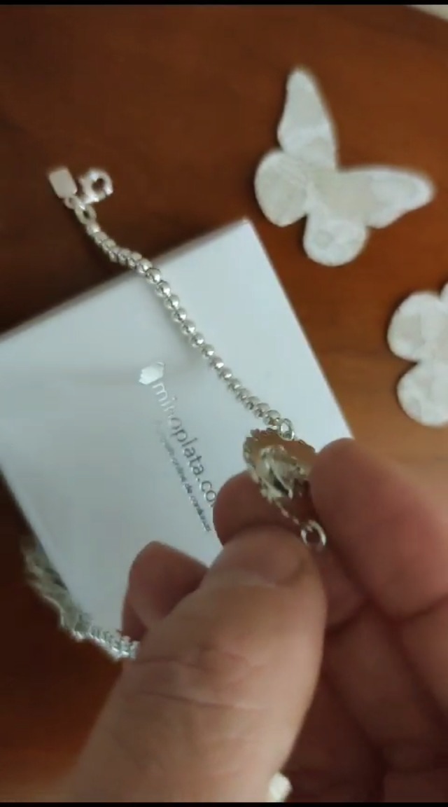 Pulsera Plata Ley 925 m Chain 17 cm. Bolas 3 mm. Detalle Medalla