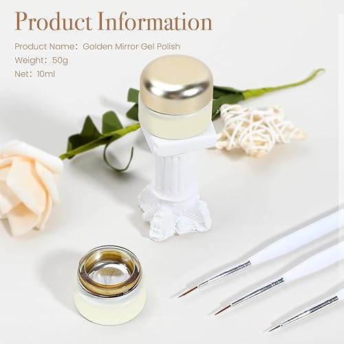 Miniatura 4 de TOSOUATOP Esmalte de uñas de gel plateado de 0.3 fl oz con kit de pincel, esmalte de uñas cromado, secado rápido, larga duración, efecto espejo,