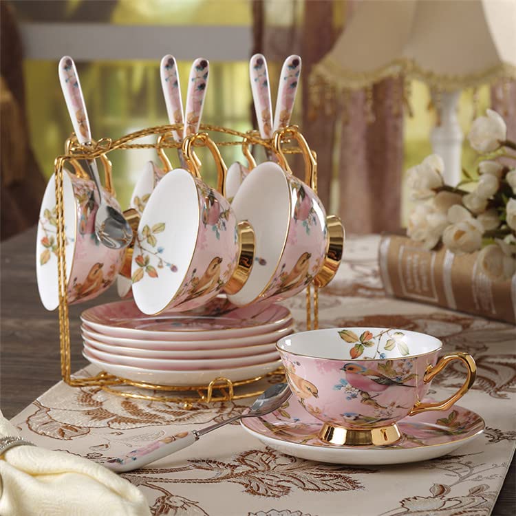 Amazon.com | Coffee Mugs Pastoral Bird Bone China Tea Cup Saucer