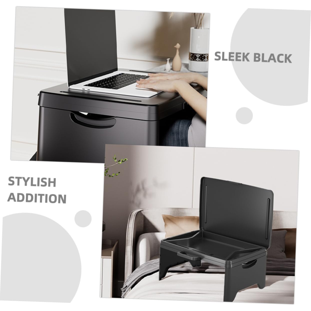 SEWACC Portable Folding Lap Desk for Adults Versatile Laptop Bed Table Tray for Home Couch Car Elegant Black Writing Drawing and Eating