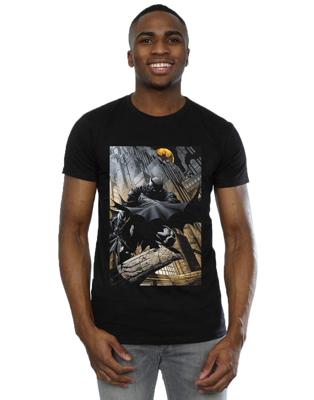 Absolute Cult Men's Black Dc Comics Batman Night Gotham City T-Shirt XXX-Large
