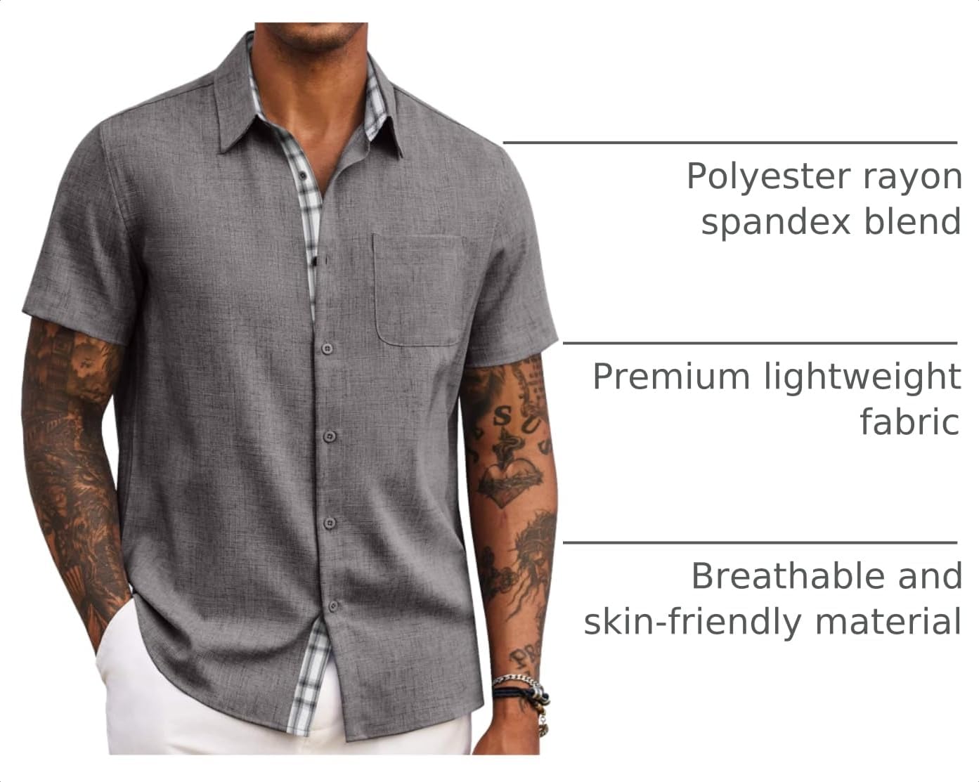 COOFANDY Men's Button Down Shirts Short Sleeve Casual Summer Beach Vacation Wedding Shirt with Pocket image 4