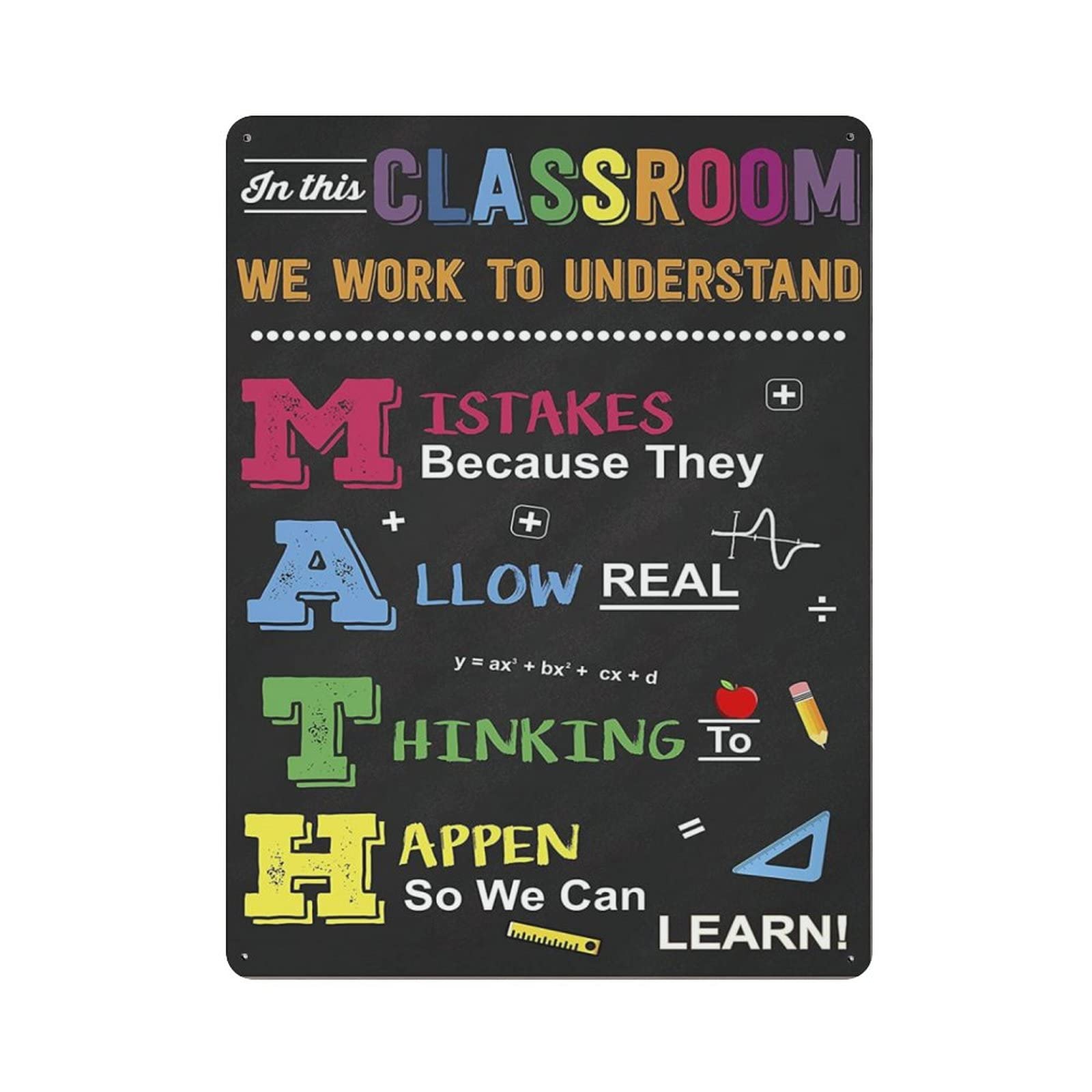 AOOEDM In This Classroom We Work To Understand Metal Sign for Home Coffee Garage Wall Decor Vintage Poster Bar Signs for Home Bar Retro Metal Tin Sign