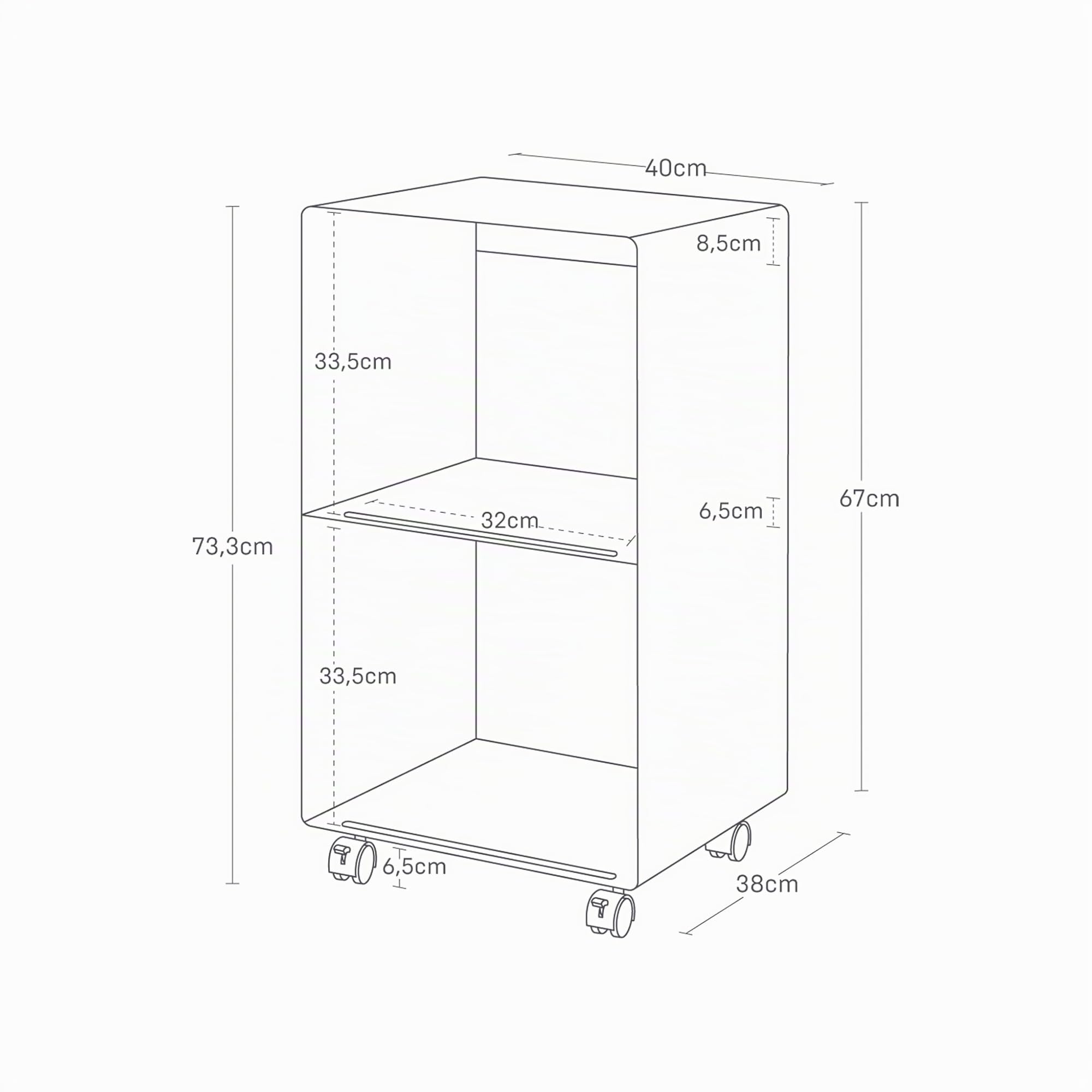 YAMAZAKI 10230 TOWER 2-stöckiges Schallplatten-Regal mit Rollen, schwarz, Stahl/Nylon, minimalistisch, 40 x 38 x 73,3 cm (L x B x H)