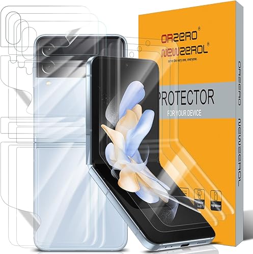 Orzero - Protector de pantalla compatible con Samsung Galaxy Z Flip 4 5G, poliuretano termoplástico suave de alta calidad (no vidrio) de borde a