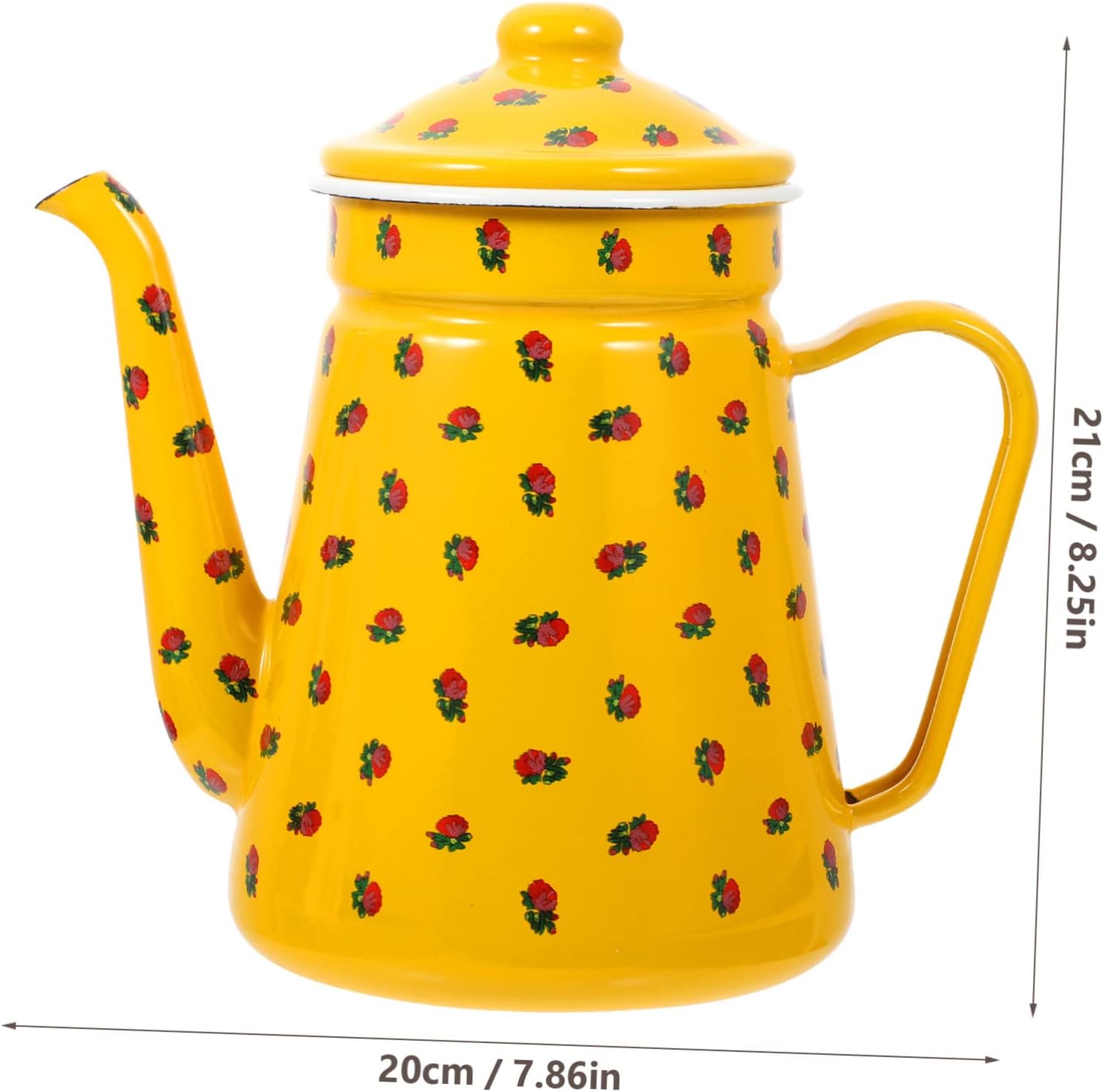 SOLUSTRE Vintage Enamel Coffee Pot with Handle Tea Kettle for Loose Tea Retro Water Pitcher for Camping Home Office Use Artistic Design Easy to Clean