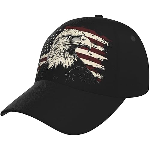 Bald Eagle American Flag Baseball Cap for Men Women Adjustable USA Flag Patriotic Trucker Sun Hats Unisex