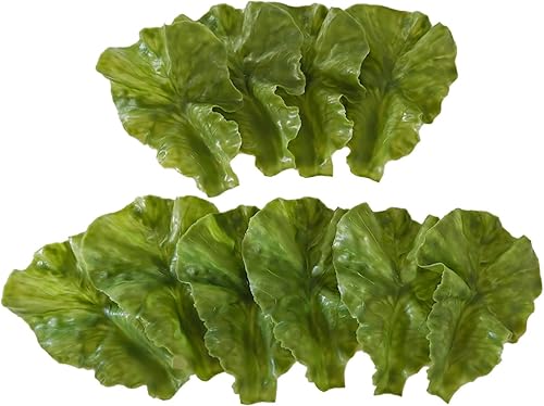 10 piezas de hojas de lechuga falsas, verduras verdes artificiales, ensalada realista de plástico para decoración de gabinetes de cocina y hogar de