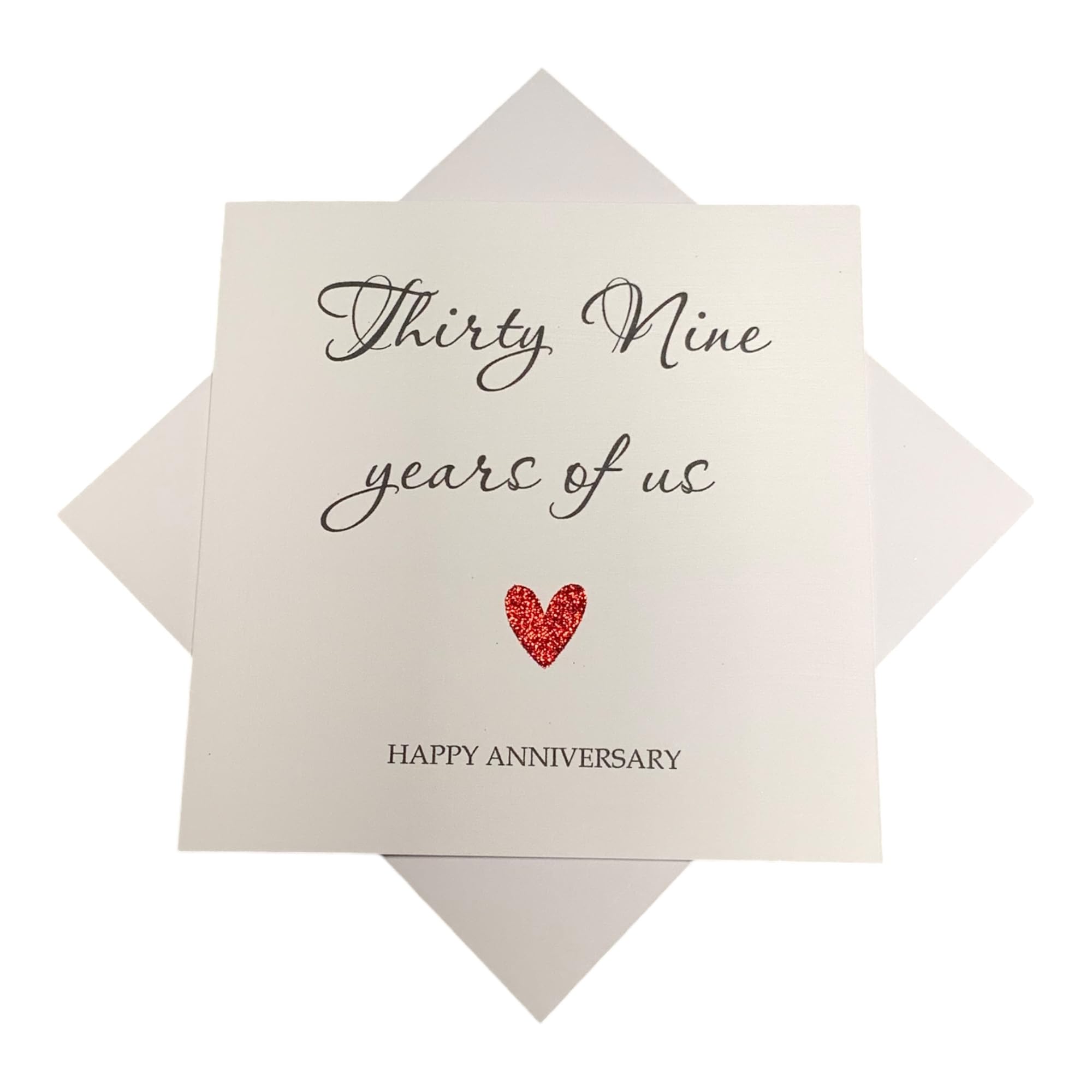 39th Wedding Anniversary Card - Lace 39 Year Thirty Ninth Personalised Gift for Wife Husband Boyfriend Girlfriend Partner - Choose Glitter Heart - Various Designs (Year Of Us)