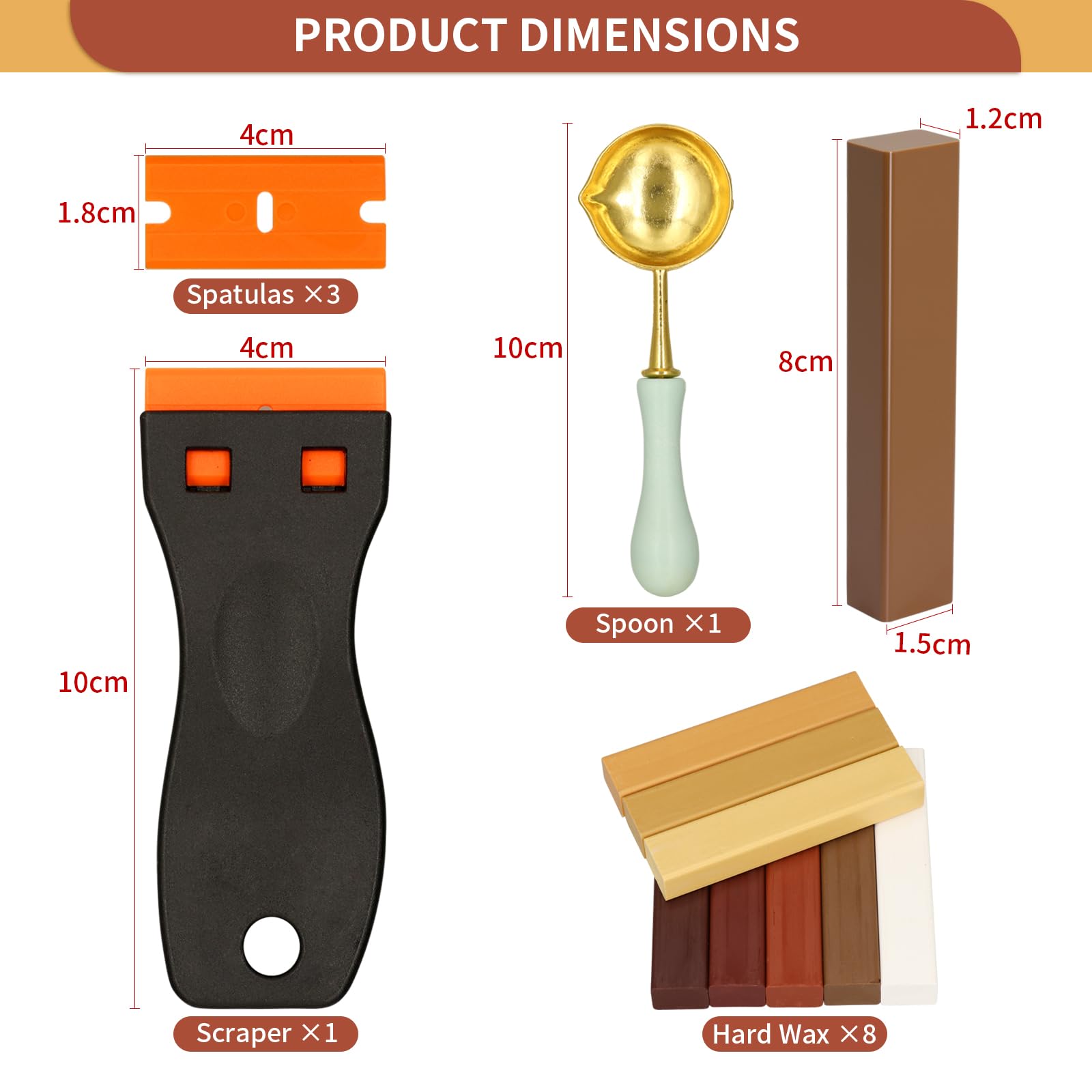 Kit Riparazione Legno 8 Colori Marrone, Stucco per Legno, Stucco per Legno Riempitivo, Cera per Legno, Stucco Parquet, Cera Legno per Riparare Graffi, Crepe e Fori su Laminato e Legno