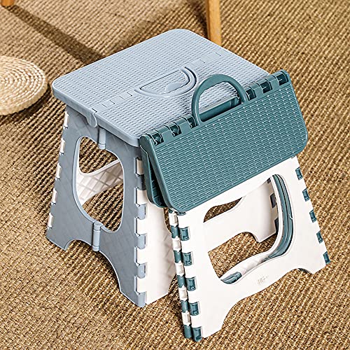 Image of Folding Step Stool Compact Plastic Foldable Step Stool Holds Up to 300 lbs,12 inches,Non-Slip(Green)