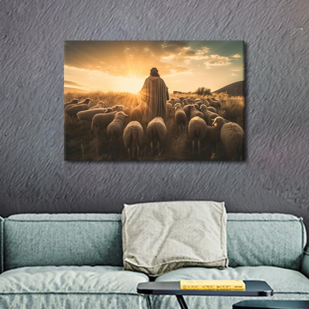 TISHIRON Lost Lamb Wall Art Jesus Prints Wall Art Lost Lamb Paintings for Wall Decorations Christian Wall Art Decor Modern Prints Wall Art Home Wall Decor Canvas Art Wall Decor for Bedroom 40x60cm - Image 2