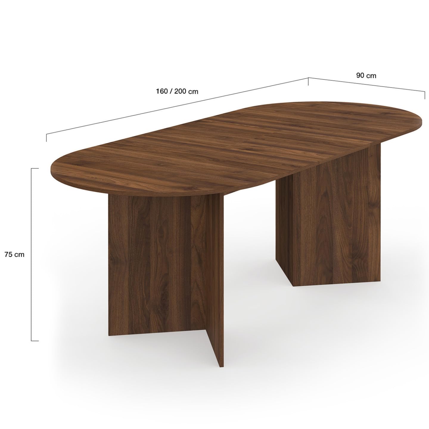 IDMarket - Table à Manger Extensible Ovale Marthe 6-10 Personnes Noyer 160-200 cm