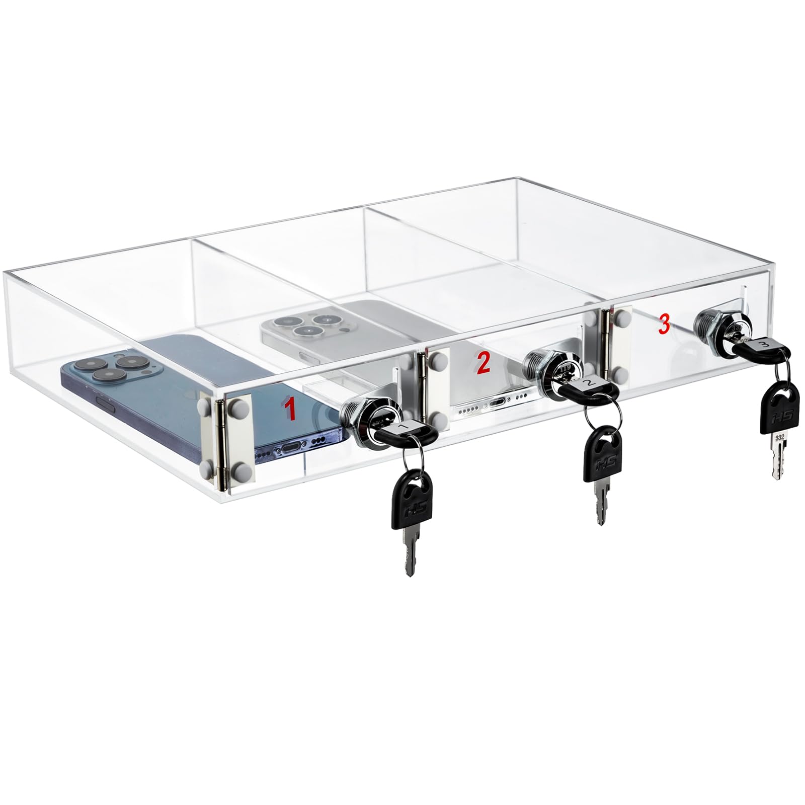 Photo 1 of Layhit Cell Phone Locker Box for Classroom, Back to School, Clear, 3 Slots