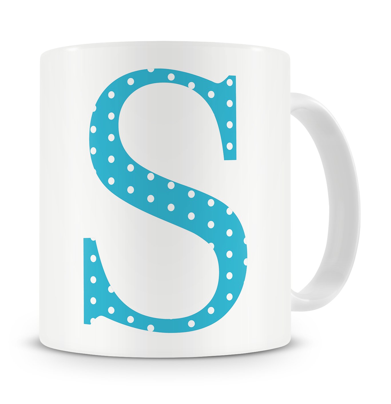 Givagift Blue Letter “S” Mug – Letter S Mug, S Letter Mug, S Mug – Mug Gift/Present – Polka Dot Style – Modern/Cool/Trendy Style Mug (Blue)