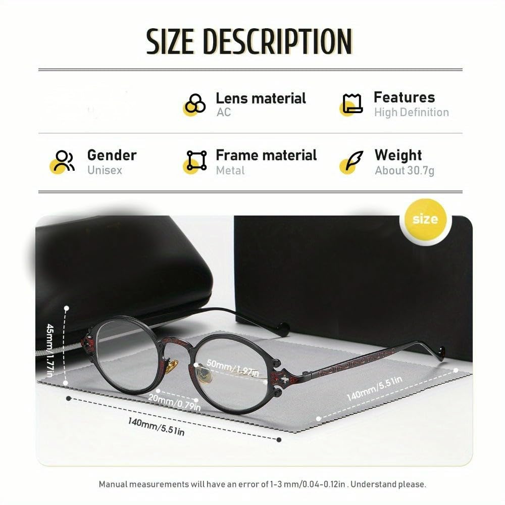 ZBDZSW okulary retro steampunk gotyckie owalne metalowe oprawki rzeźbione proste okulary
