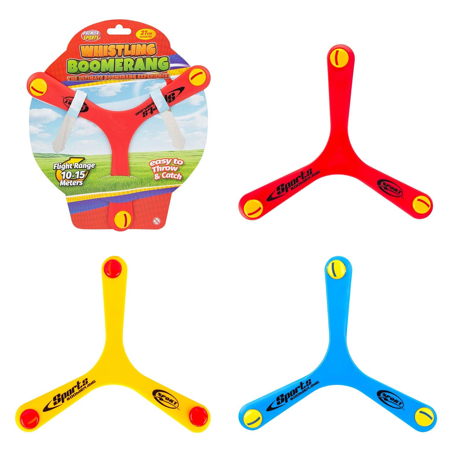 VFM e-Store - Whistling Boomerang Outdoor Games Summer Activity Classic Family Games, Kids and Adults - 27cm X 27cm Varied Colour X 1