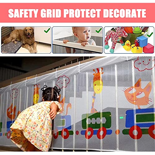 Image of SNOWIE SOFT 9.84 * 2.59ft Baby Safety Net for Balcony - Thick Tear-Resistant Polyester with 25 Nylon Ropes & 15 Plastic Buckles - Dense Mesh Design for Baby /Toddler Protection, Indoor /Outdoor Use