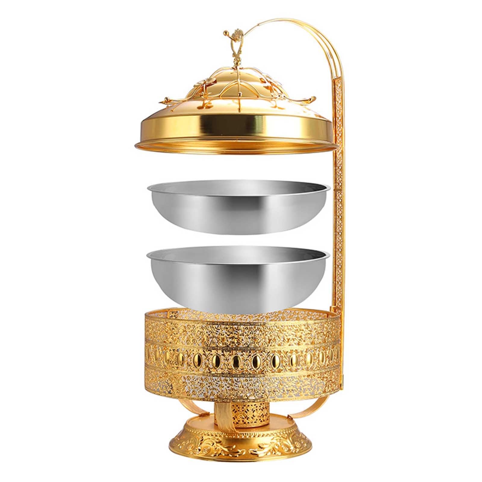 Scaldavivande in acciaio inox con coperchio appeso, elegante scaldavivande per ristoranti ed eventi