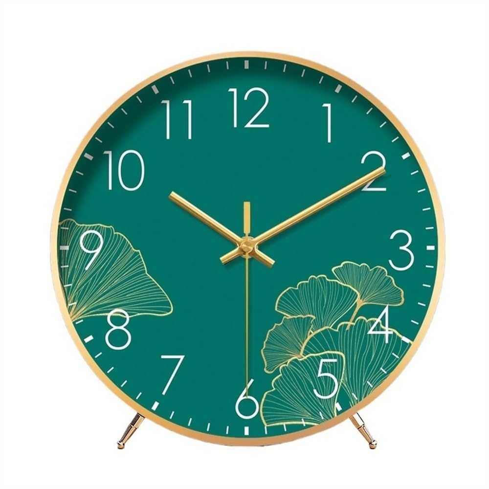 shangguanyun456 Vintage table clock Fashion Desk Clock Silent Non-ticking Clocks Office HD Glass Lens Easy to Read Desktop Decoration(Green)