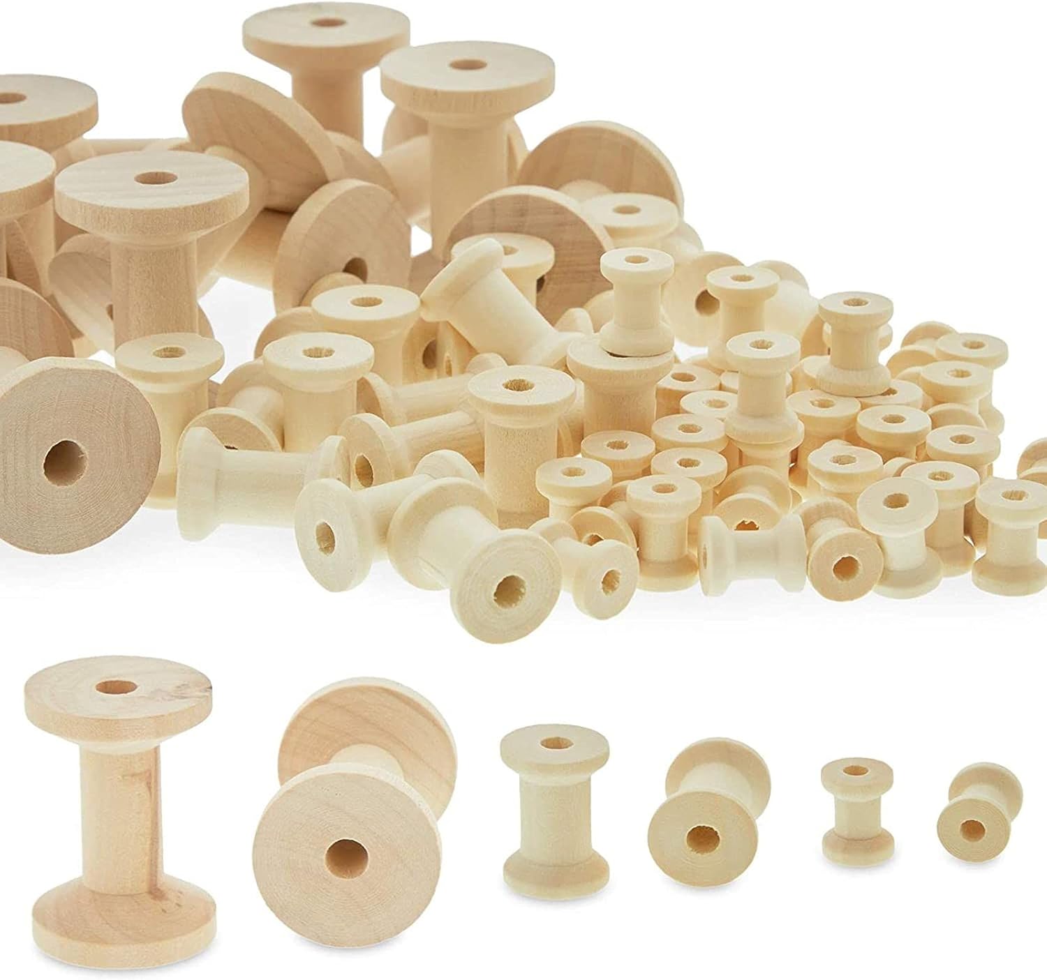 Amazon.com: Unfinished Wooden Empty Thread Spools for Crafts and Sewing ...