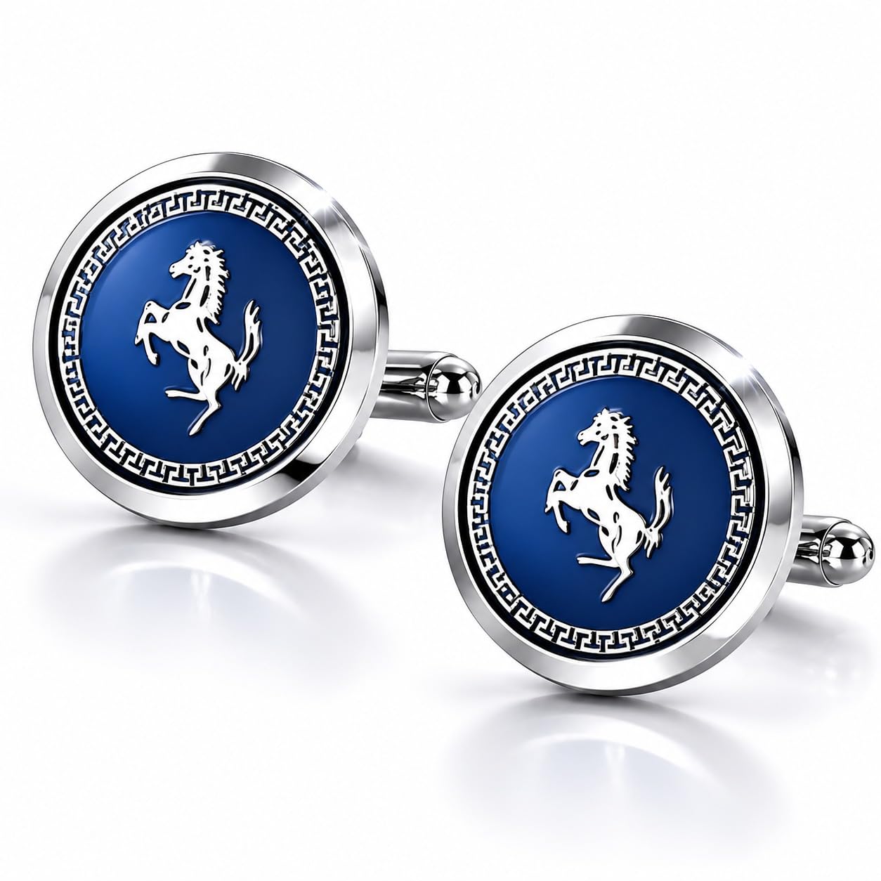 miami Blue Horse Enamel Cufflinks for men formal shirt cuff links set for men accessories for man Round Cufflink design Shirts Wedding Business Office Wear Tuxedo Stylish Men’s Jewelry Gift -38-picture-26