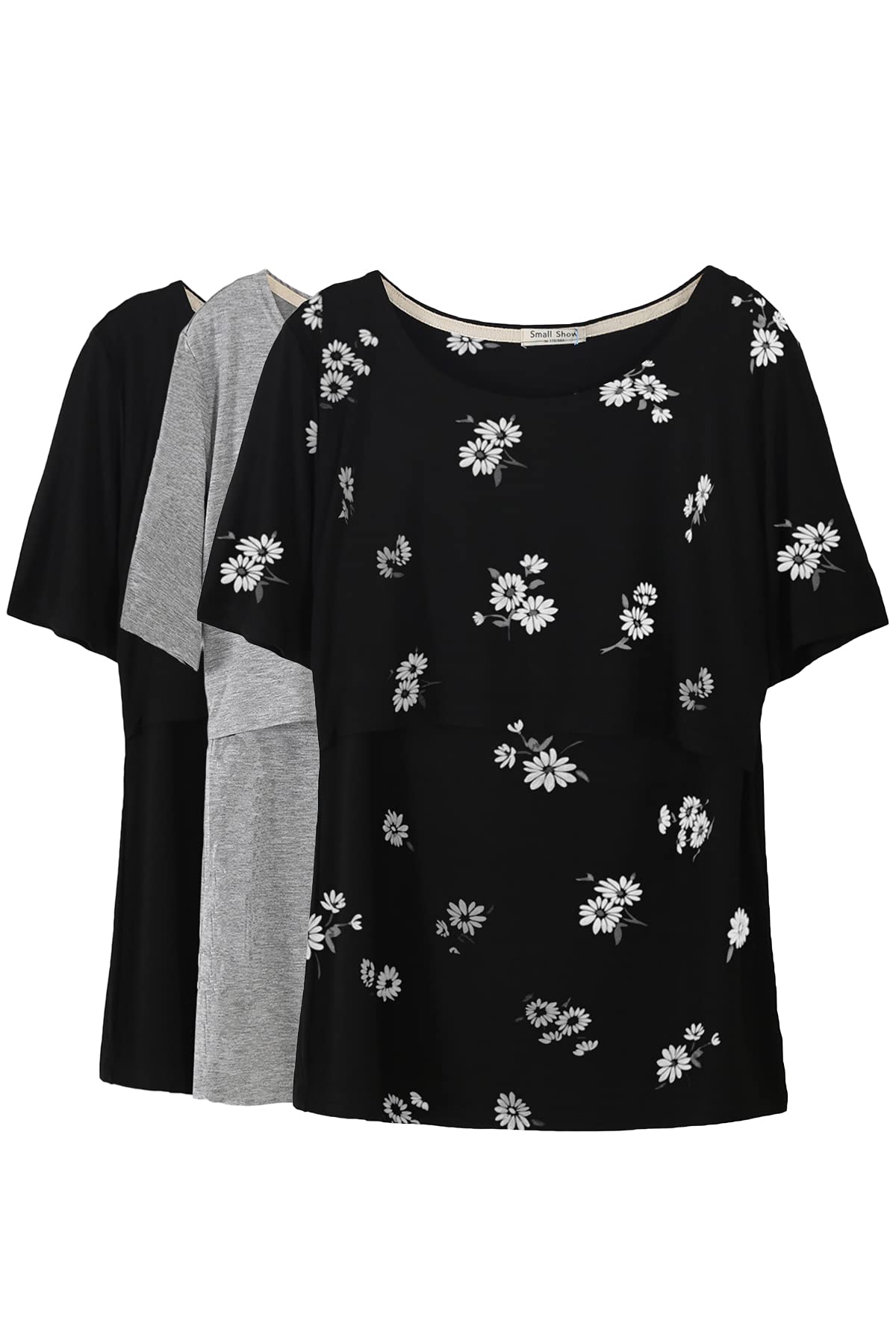 MMBABY, Top premaman per allattamento al seno, a maniche corte (nero, L), XX-Large