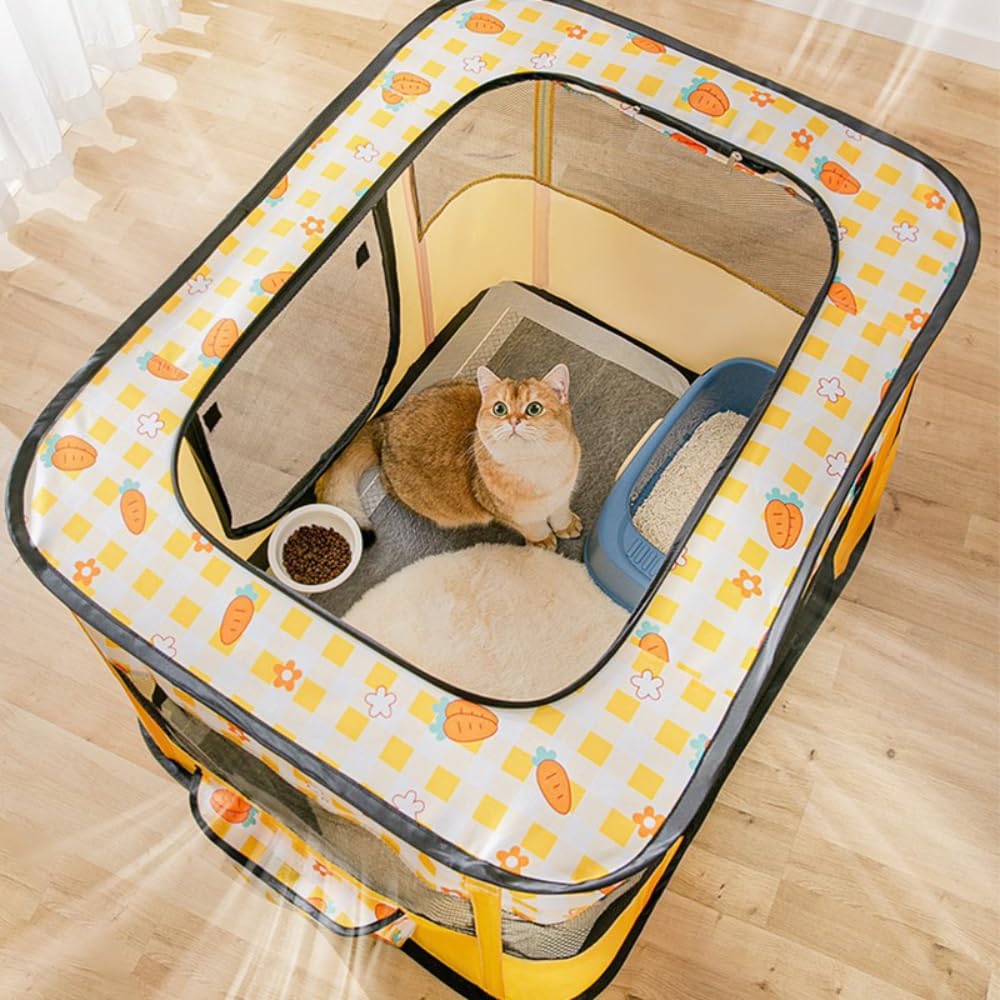 Amazon | 長方形 折りたたみ式 ペットサークル 収納バッグ付き 猫 犬用