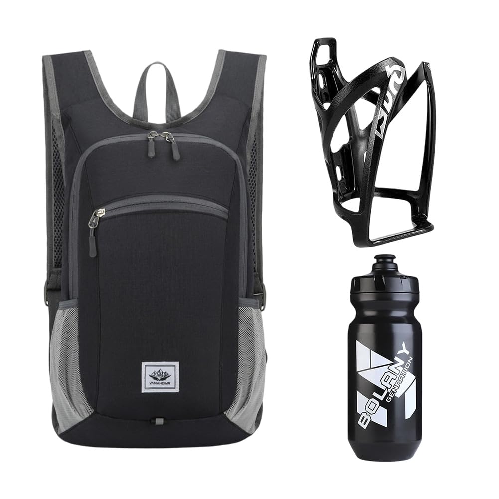 Zaino Da Bicicletta 15L Ultraleggero Protezione Antipioggia Impermeabile Mtb 610Ml Leggero Portabottiglie Bottiglia d'Acqua Per Ciclismo Sport Mountain Bike e Bambini