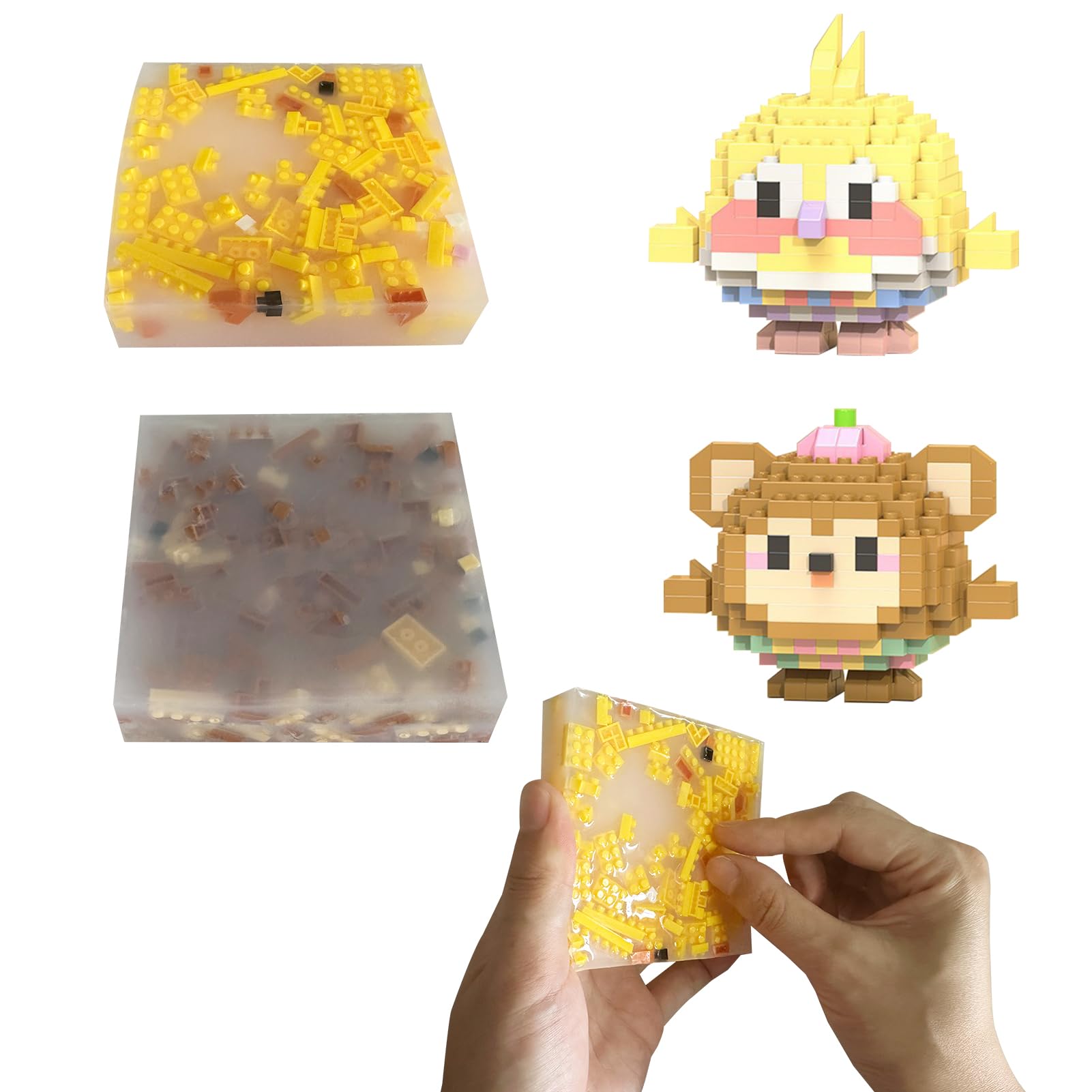 2 Packungen Bausteine, Picking-Pad, Haut-Picking, Fidget-Spielzeug für Dermatillomanie, Haarziehen, Silikon-Pad für Angstzustände und Erwachsene