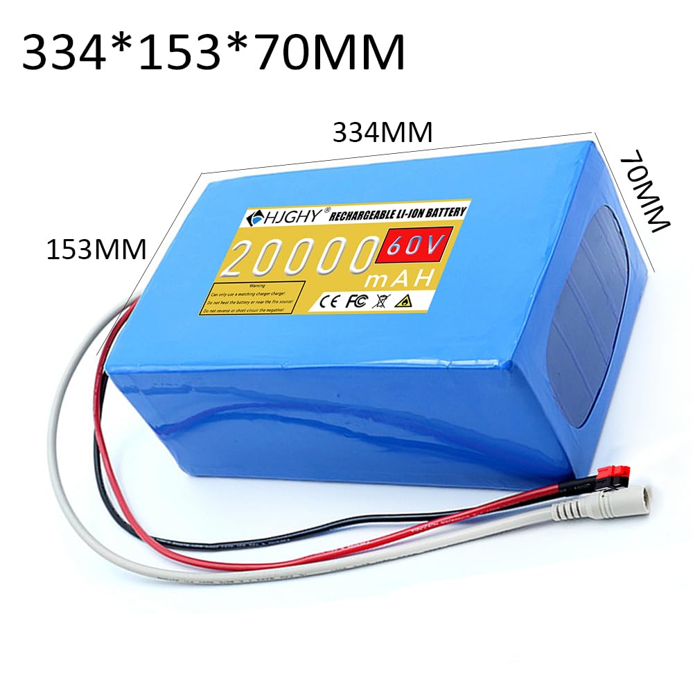Batería de 60 V 20 Ah para Motocicleta eléctrica, baterías de Litio de 60 voltios para Scooter, batería de Litio Recargable de Repuesto para Motor de ciclomotor/Scooter.