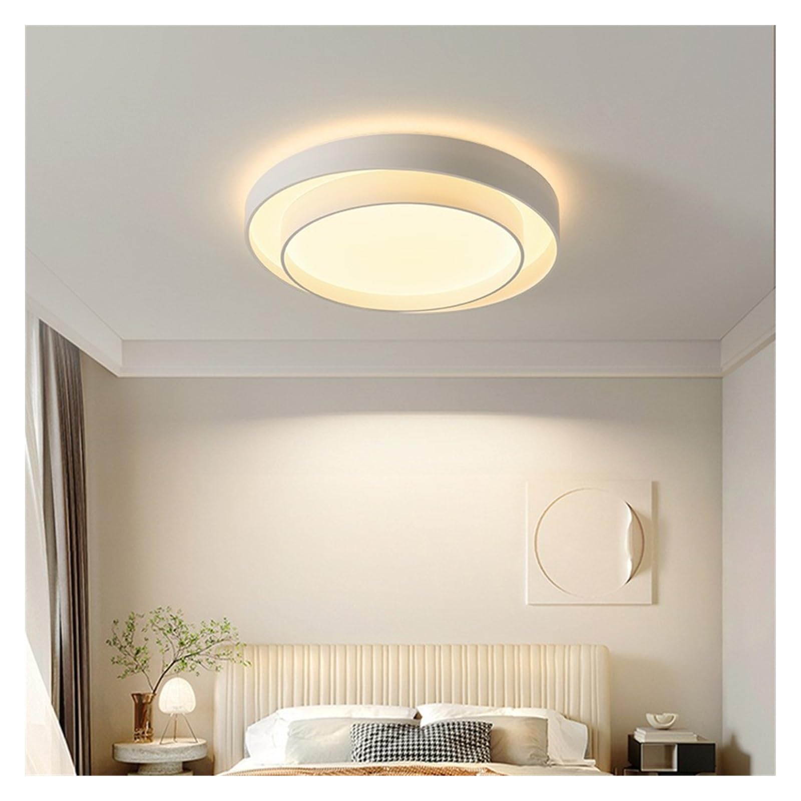 Plafonnier LED Nordique blanc et noir de 50 cm pour éclairer un salon contemporain