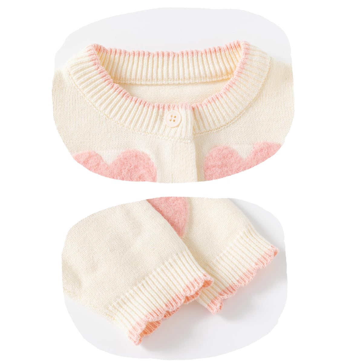 Cárdigan de Punto para Niña Bonito Suéter de Algodón con Corazones y Flores Cárdigan para Otoño e Invierno Abrigo Ropa para Niñas 12 Meses a 5 Años