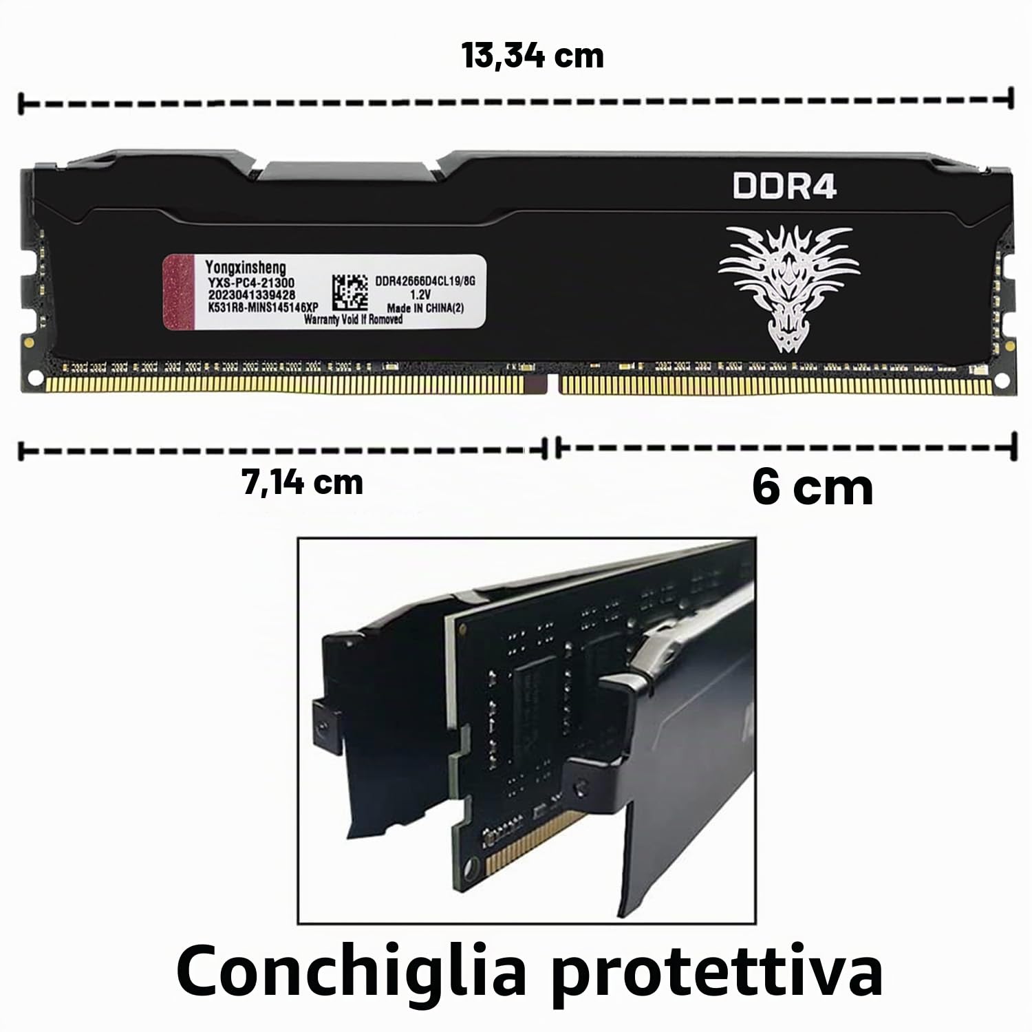 Yongxinsheng 2666MHz DDR4 8GB Desktop Ram PC4-21300 Dimm Non-ecc Unbuffered 1.2V 288-Pin CL19 PC Computer Memory Udimm Componenti Memoria Upgrade Module (Nero)