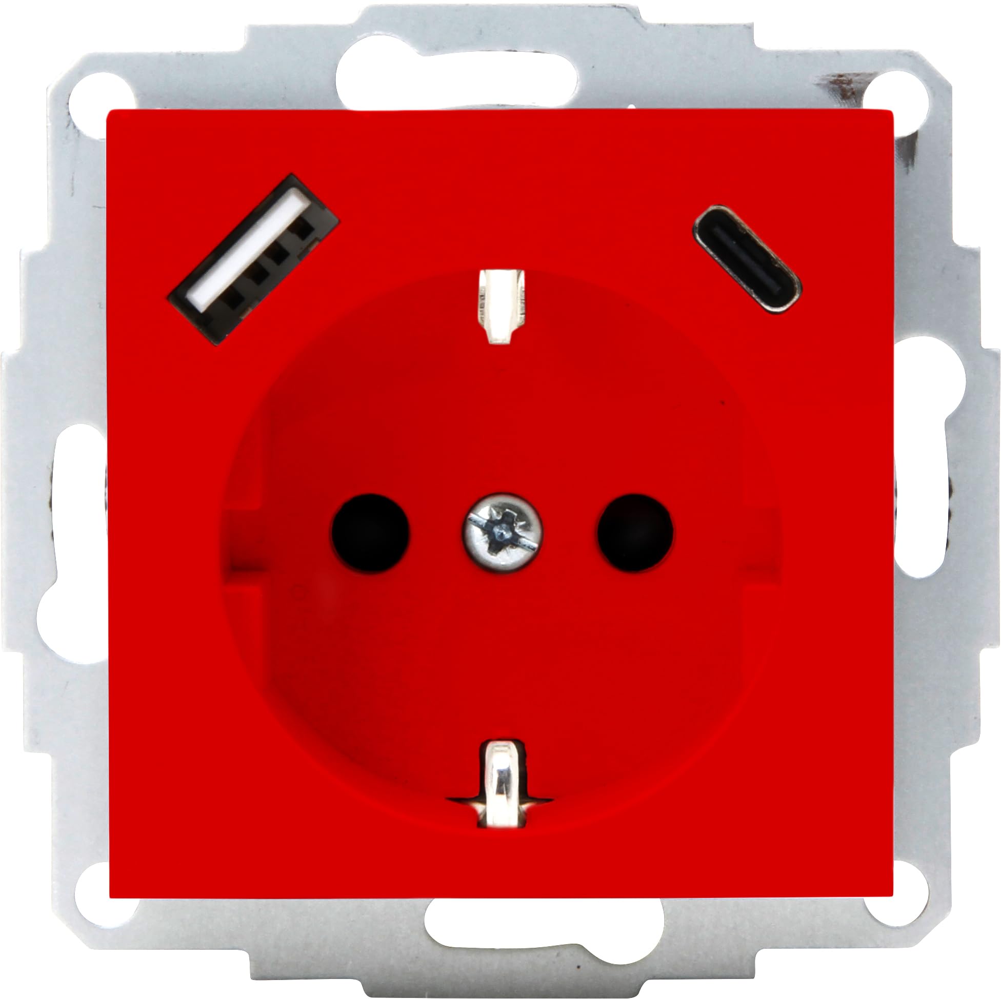 Kopp HK07 - podtynkowe gniazdo wtykowe ze stykiem ochronnym, USB A/C, prąd wyjściowy gniazda ładowania maks. 3 A, 5 V, 55 x 55 mm osłony, prąd znamionowy 16 A, napięcie znamionowe 250 V~, kolor