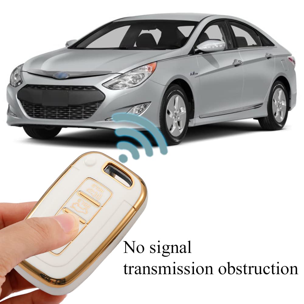 TPU Key Fob Cover With Metal Keychain For Hyundai & Kia - Compatible With 2010-2015 Smart Keys (Blue)