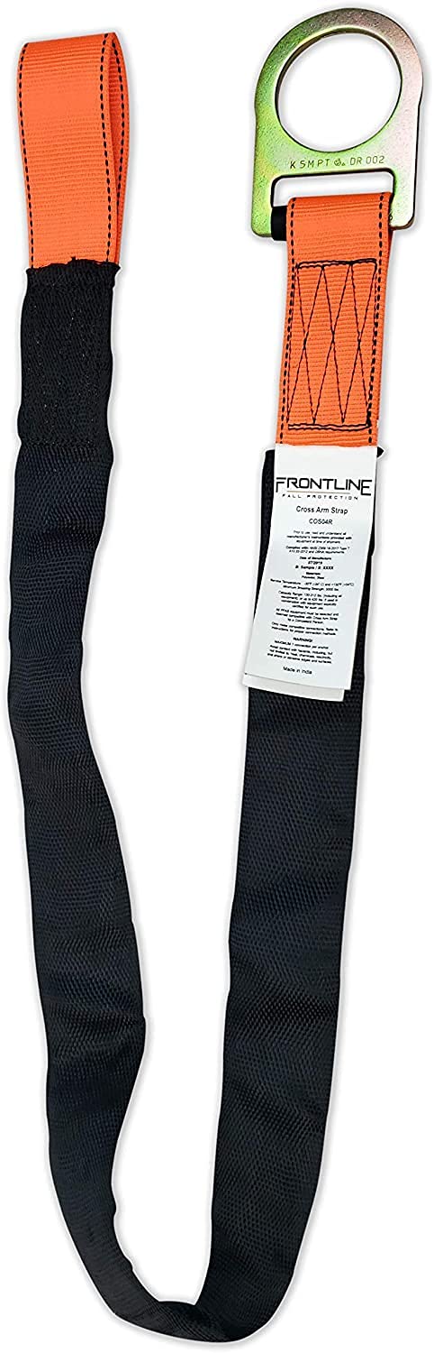 Frontline Fall Protection COS06R Concrete Anchor Strap with One Loop End and One D-Ring End 6' | | ANSI & OSHA Compliant | Pour-in Disposable Anchor | 5000 lbs. Capacity | Color Orange/Black