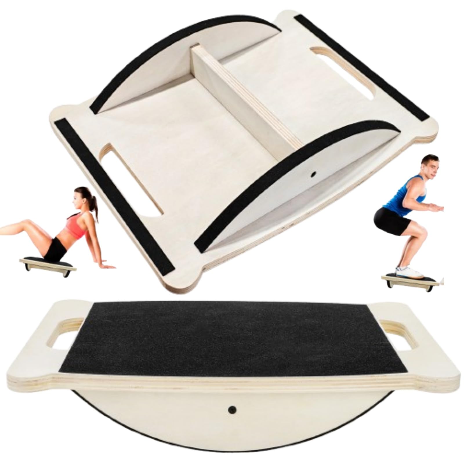 Balance Board professionale in legno, tavola oscillante da 158,8 kg con manico per adulti, tavola oscillante antiscivolo per fisioterapia e forza del core, tavole di bilanciamento per
