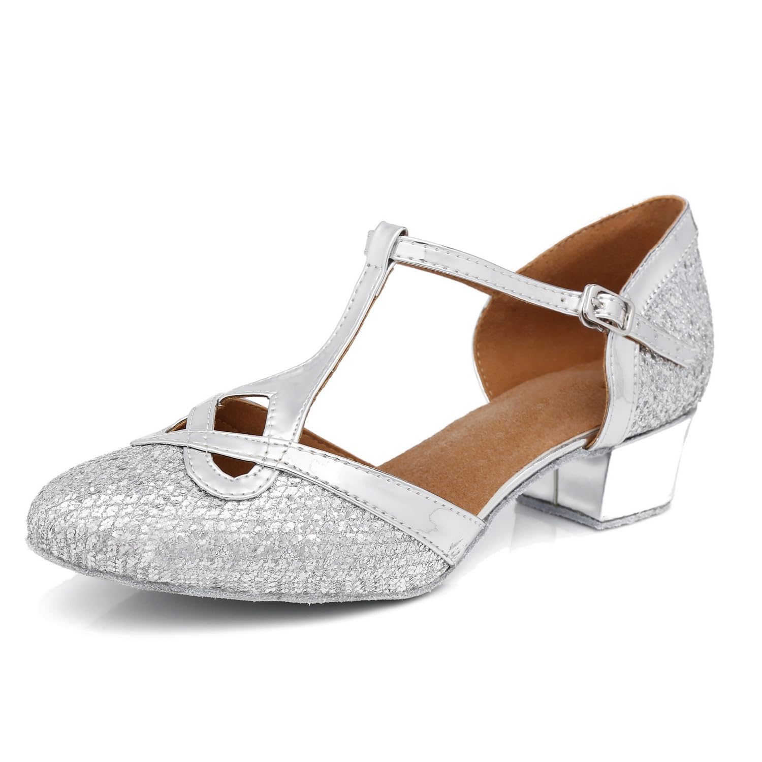 Donna T-Starp Glitter Sintetico Matrimonio Tango Salsa Scarpe Danza Latina Moderna