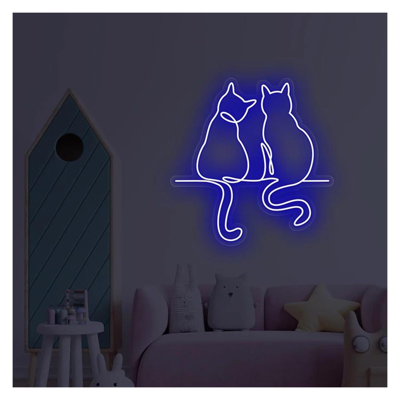 LEMST Signs Lamp Neon Signs Two Cats USB Powered Adjustable Brightness Cats Neon Lights, Suitable for Bistro Decor(G,35CM)