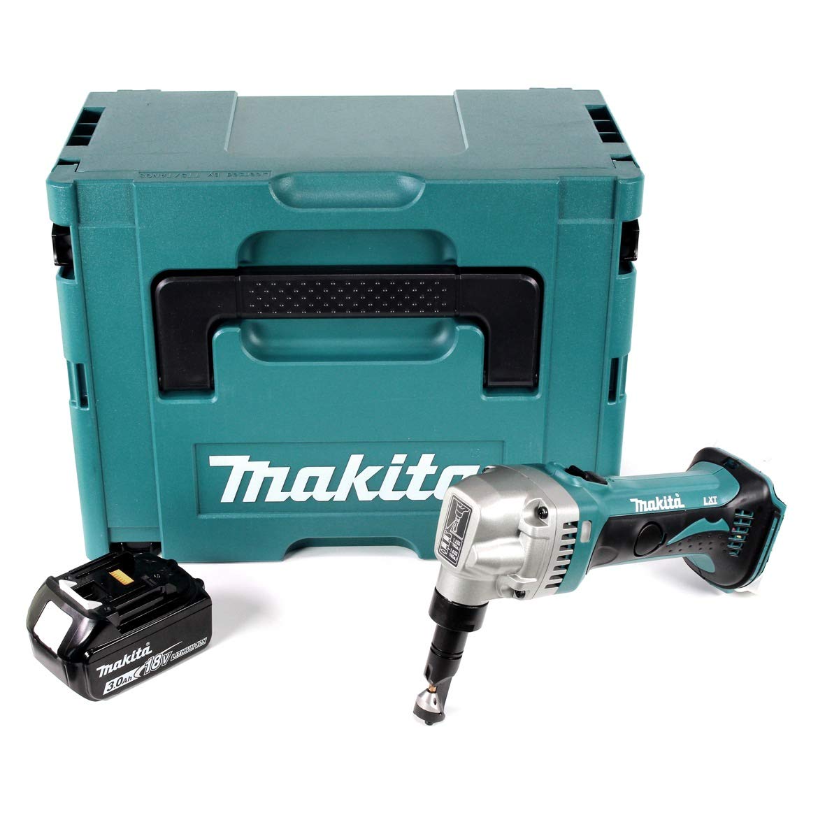 Makita DJN161, grignoteuse sans fil, 18 V, capacité 2,5 mm acier, coffret Makpac