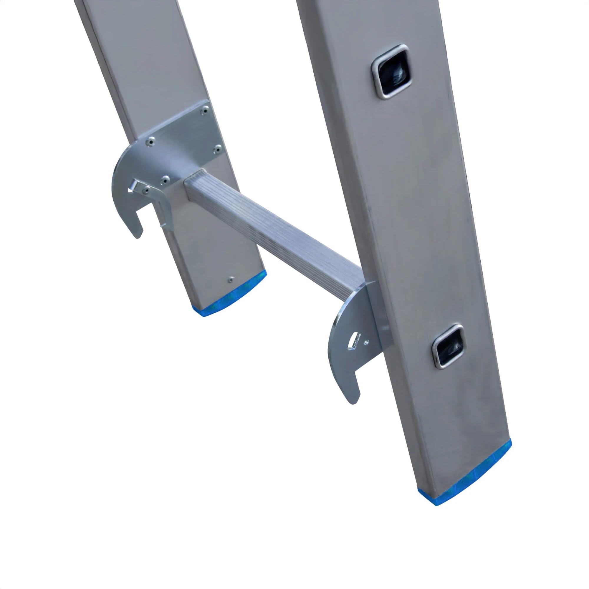 Bayersystem BS-DW 3x6 Mehrzweckleiter, 3x6 Sprossen, 3-teilige Alu-Kombileiter, bis 150 kg belastbar, max. Arbeitshöhe 4,05 m, Klappleiter, Multifunktionsleiter, Stehleiter, Silber/Blau
