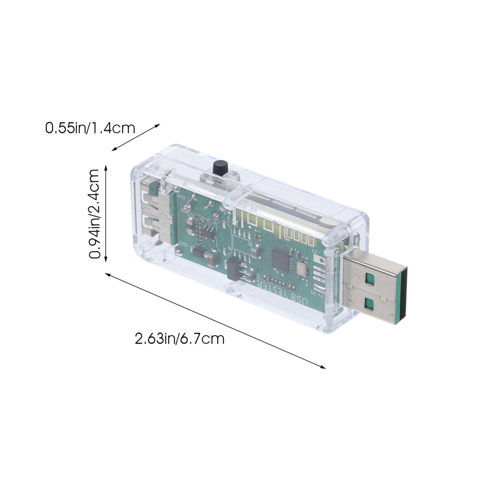 3 Piezas probador USB portátil contador de potencia Detector de voltaje ensayador probador de voltaje eléctrico probador de medidor de potencia USB AbS Transparent
