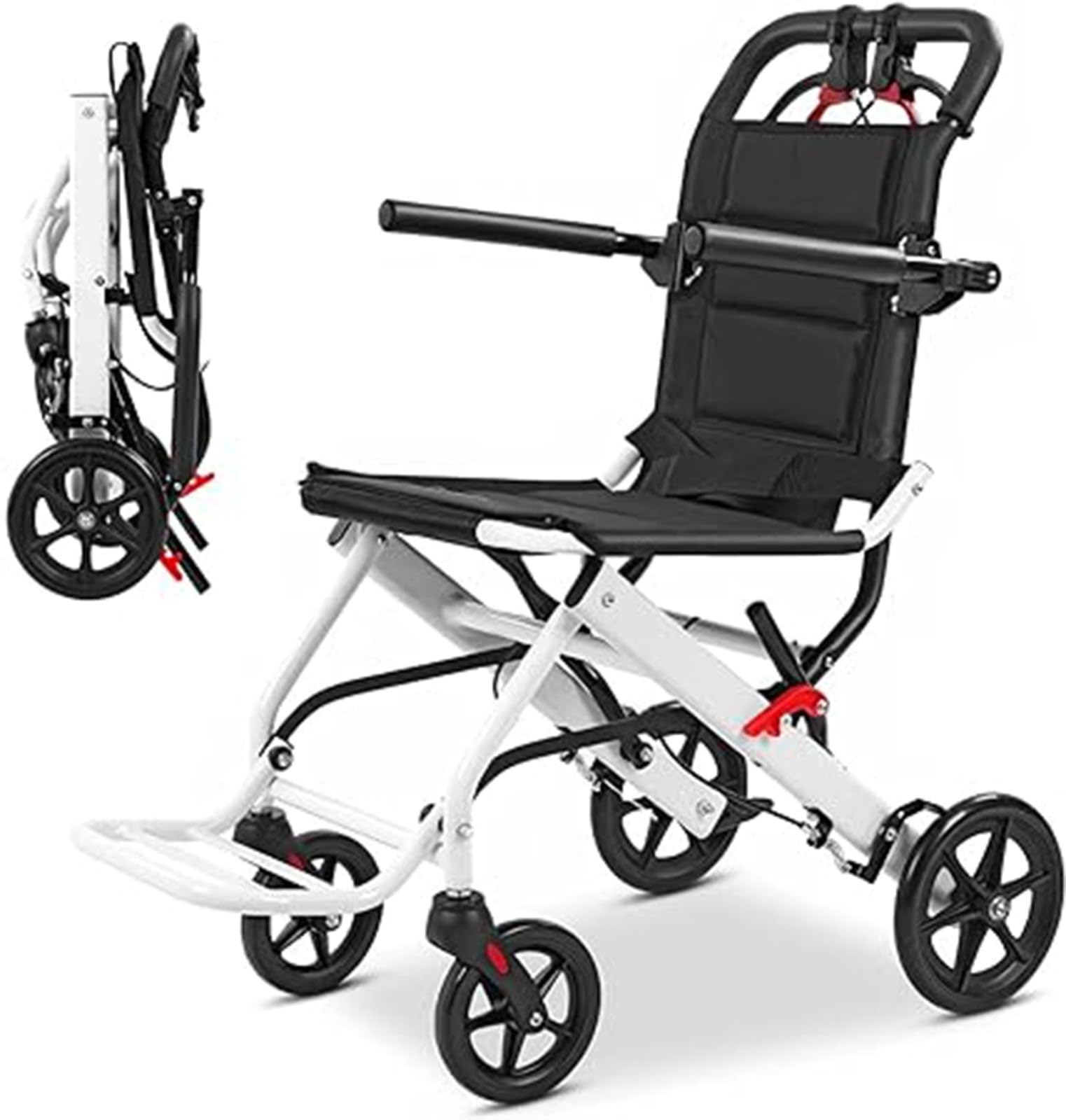 Silla De Ruedas Silla De Ruedas De Viaje Ligera Y Plegable Con Freno De Tambor Silla De Ruedas Portátil Ultraligera Para Adultos Niños Y Ancianos A