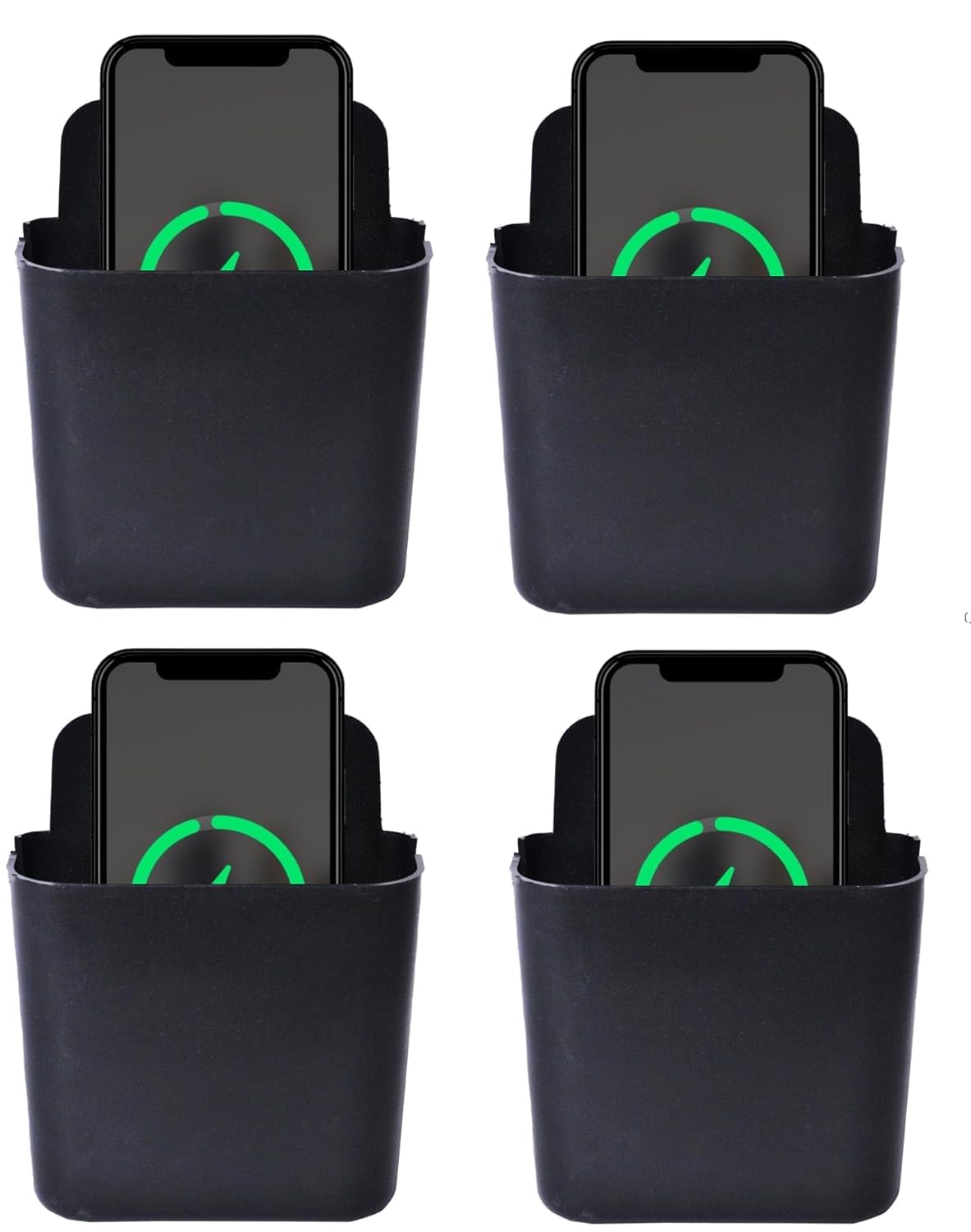 mobile wall mount holder remote stand phone holder for charging ac/tv storage box, all smartphones | (black)