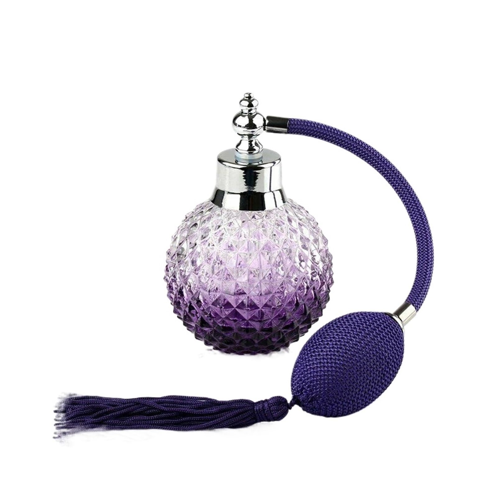 Atomizador de perfume, Aerosol largo recargable del cristal de la botella perfume 100ml con borla multicolora(Purple)