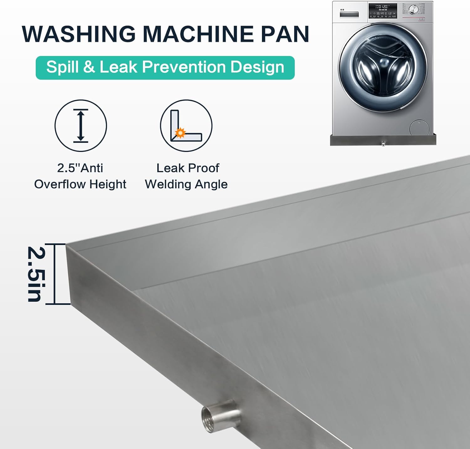 27" x 25" Stainless Steel Washer and Dryer Drain Pan