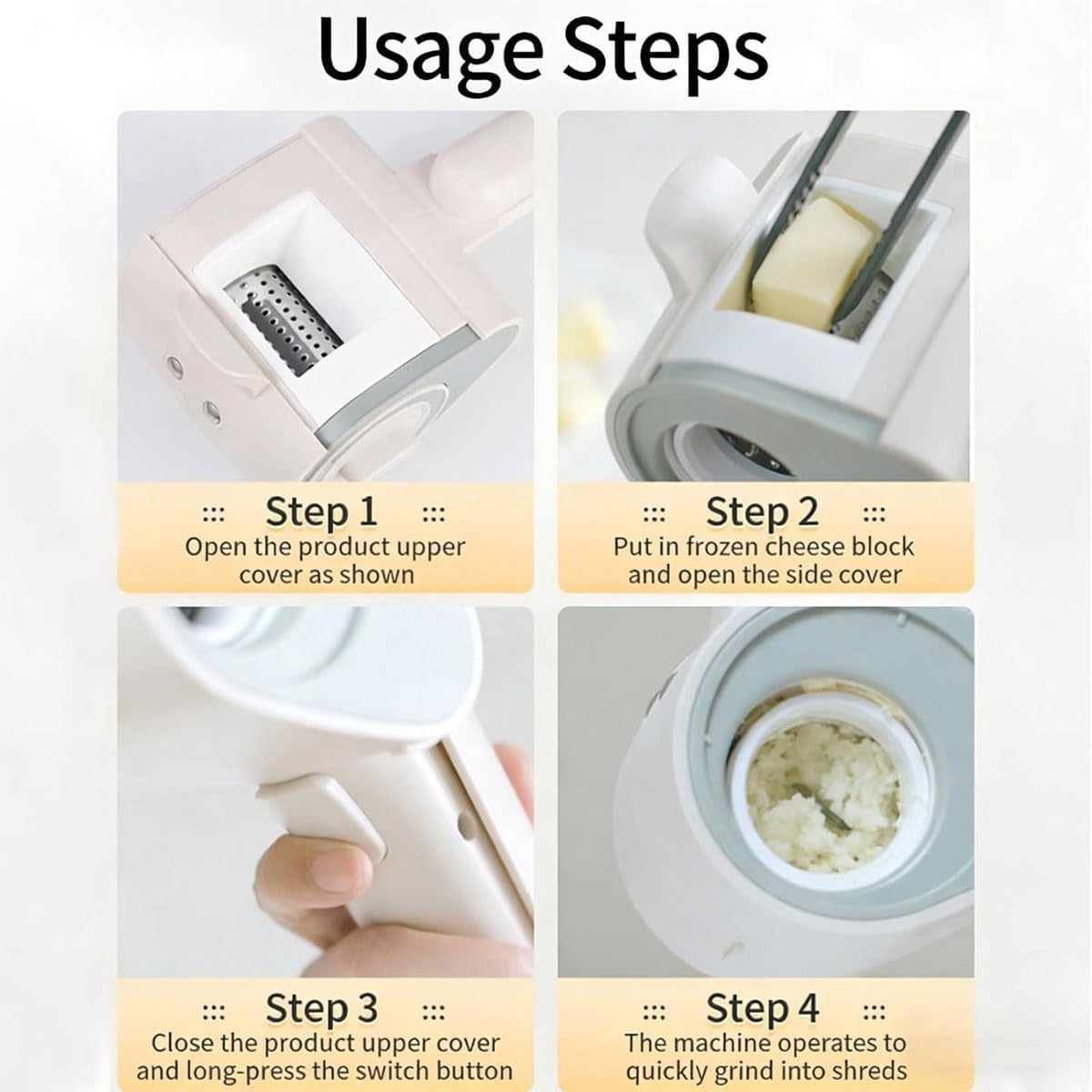 Rallador de queso eléctrico inalámbrico, triturador giratorio recargable de mano con 2 tambores para cocina diaria