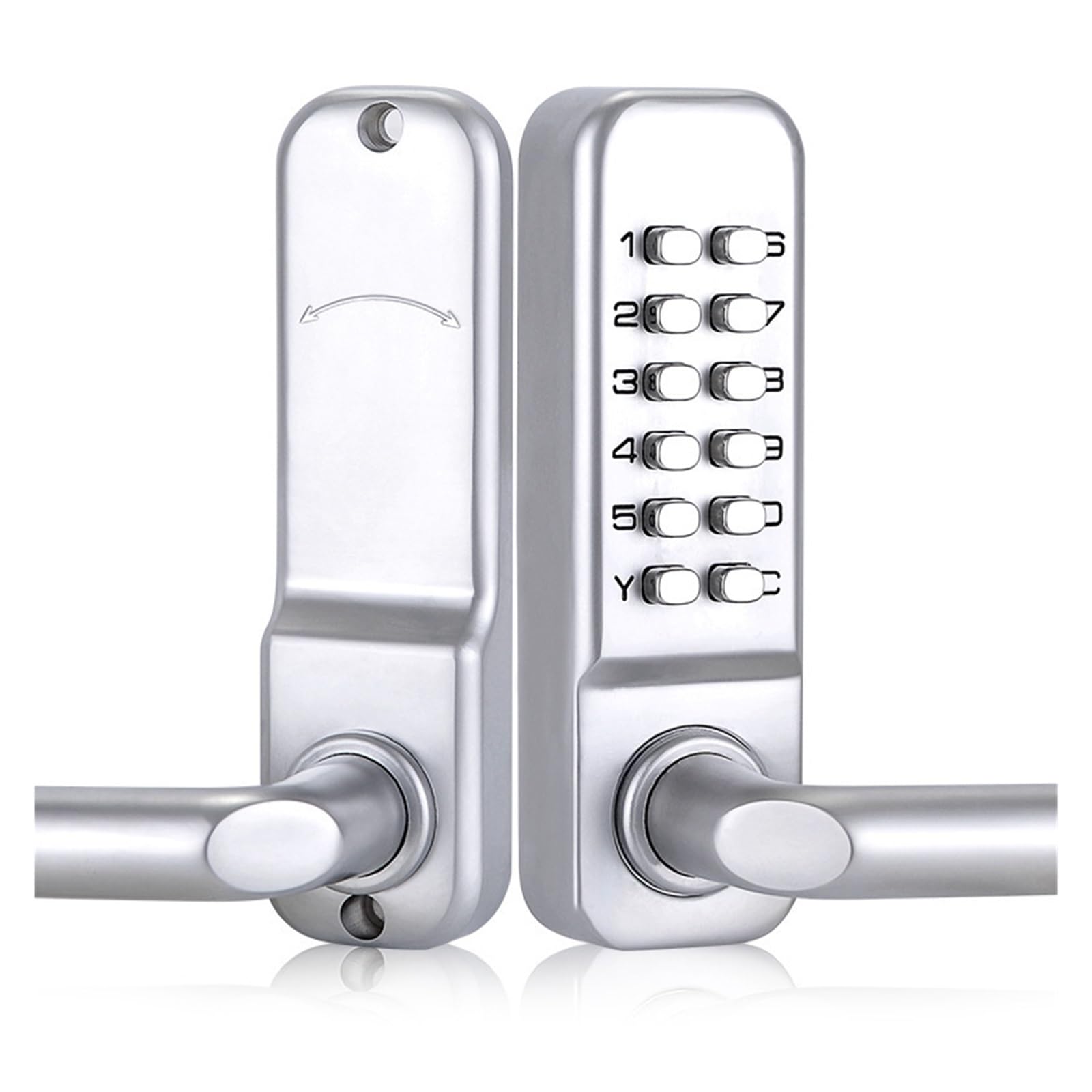 Serrure de porte numérique mécanique en argent avec clavier à code pour portail extérieur 2208A