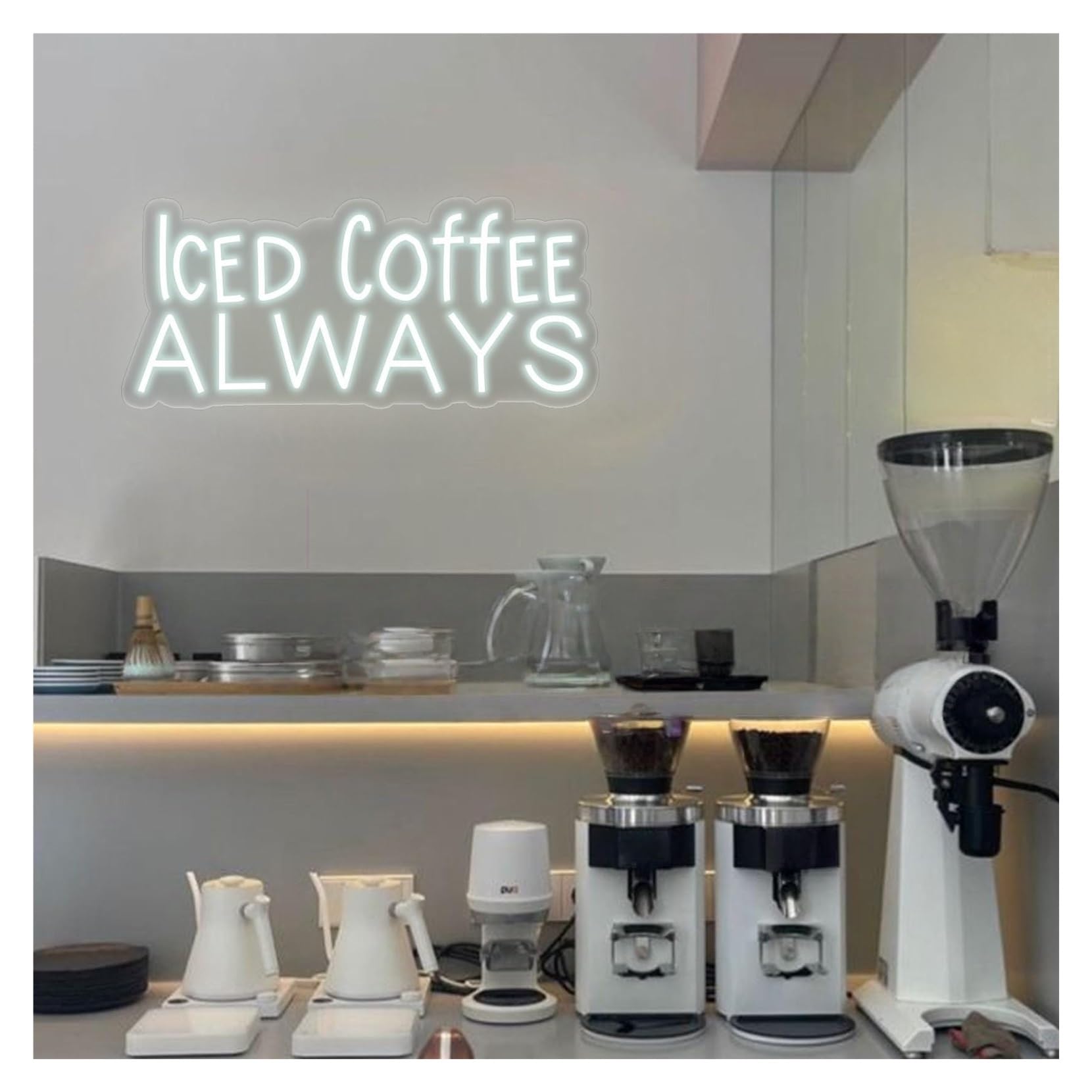 RONGCH Hanging Art Signs Iced Coffee Always Neon Sign,Suitable for Kitchen, Coffee Bar Wall Decor with Dimmable 22cmx50cm(D)